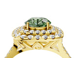 Yellow gold Double Halo Fancy Green Round  Cut Pave Split Shank Prong Set Ring_19