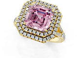 Yellow gold Double Halo Fancy Pink Asscher -Shaped Split Shank Diamond Ring with Prong Setting_16