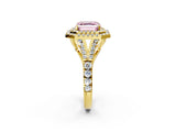 Yellow gold Double Halo Fancy Pink Asscher -Shaped Split Shank Diamond Ring with Prong Setting_17