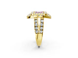 Yellow gold Double Halo Fancy Pink Asscher Cut Diamond Split Shank Prong Setting Ring_2