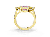 Yellow gold Double Halo Fancy Pink Asscher Cut Diamond Split Shank Prong Setting Ring_3