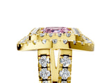 Yellow gold Double Halo Fancy Pink Asscher Cut Diamond Split Shank Prong Setting Ring_5