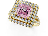 Yellow gold Double Halo Fancy Pink Asscher  Cut Pave Split Shank Prong Set Ring_16