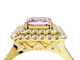 Yellow gold Double Halo Fancy Pink Asscher  Cut Pave Split Shank Prong Set Ring_19