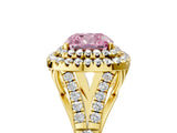Yellow gold Double Halo Fancy Pink Cushion Cut Diamond Split Shank Engagement Ring with Four-Prong Setting_8