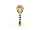 Yellow gold Double Halo Fancy Pink Cushion  Cut Diamond Split Shank Ring with Four Prong Setting_22