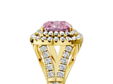 Yellow gold Double Halo Fancy Pink Cushion  Cut Diamond Split Shank Ring with Four Prong Setting_25