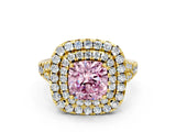 Yellow gold Double Halo Fancy Pink Cushion  Cut Pave Split Shank Prong Set Ring_15