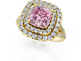 Yellow gold Double Halo Fancy Pink Cushion  Cut Pave Split Shank Prong Set Ring_16