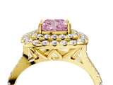 Yellow gold Double Halo Fancy Pink Cushion  Cut Pave Split Shank Prong Set Ring_19