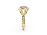 Yellow gold Double Halo Fancy Pink Emerald -Shaped Split Shank Diamond Ring with Prong Setting_17