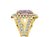 Yellow gold Double Halo Fancy Pink Emerald -Shaped Split Shank Diamond Ring with Prong Setting_20