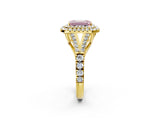 Yellow gold Double Halo Fancy Pink Emerald Cut Diamond Split Shank Engagement Ring with Four-Prong Setting_5
