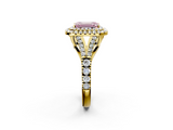 Yellow gold Double Halo Fancy Pink Emerald  Cut Diamond Split Shank Ring with Four Prong Setting_22