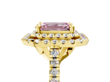 Yellow gold Double Halo Fancy Pink Emerald  Diamond Pave Band with Four-Prong Setting_54