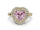 Yellow gold Double Halo Fancy Pink Heart -Shaped Split Shank Diamond Ring with Prong Setting_15