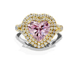 Yellow gold Double Halo Fancy Pink Heart Cut Diamond Split Shank Engagement Ring with Four-Prong Setting_3