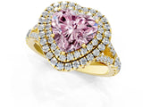 Yellow gold Double Halo Fancy Pink Heart Cut Diamond Split Shank Engagement Ring with Four-Prong Setting_4