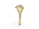 Yellow gold Double Halo Fancy Pink Heart Cut Diamond Split Shank Engagement Ring with Four-Prong Setting_5