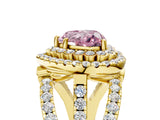 Yellow gold Double Halo Fancy Pink Heart Cut Diamond Split Shank Pave Set Ring_8