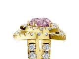 Yellow gold Double Halo Fancy Pink Heart Cut Diamond Split Shank Prong Setting Ring_5