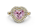 Yellow gold Double Halo Fancy Pink Heart  Cut Diamond Split Shank Ring with Four Prong Setting_19