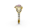 Yellow gold Double Halo Fancy Pink Heart  Cut Diamond Split Shank Ring with Four Prong Setting_21