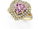 Yellow gold Double Halo Fancy Pink Heart  Cut Pave Split Shank Prong Set Ring_16
