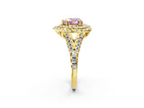 Yellow gold Double Halo Fancy Pink Heart  Cut Pave Split Shank Prong Set Ring_17