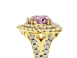 Yellow gold Double Halo Fancy Pink Heart  Cut Pave Split Shank Prong Set Ring_20