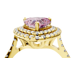 Yellow gold Double Halo Fancy Pink Heart  Diamond Pave Band with Four-Prong Setting_47