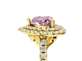 Yellow gold Double Halo Fancy Pink Heart  Diamond Pave Band with Four-Prong Setting_48