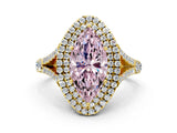Yellow gold Double Halo Fancy Pink Marquise -Shaped Split Shank Diamond Ring with Prong Setting_15