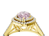Yellow gold Double Halo Fancy Pink Marquise -Shaped Split Shank Diamond Ring with Prong Setting_19