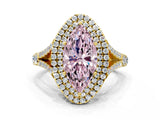 Yellow gold Double Halo Fancy Pink Marquise Cut Diamond Split Shank Engagement Ring with Four-Prong Setting_3