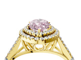 Yellow gold Double Halo Fancy Pink Marquise Cut Diamond Split Shank Engagement Ring with Four-Prong Setting_7