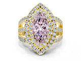 Yellow gold Double Halo Fancy Pink Marquise Cut Diamond Split Shank Pave Set Ring_3