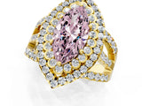 Yellow gold Double Halo Fancy Pink Marquise Cut Diamond Split Shank Pave Set Ring_4