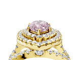 Yellow gold Double Halo Fancy Pink Marquise Cut Diamond Split Shank Pave Set Ring_7