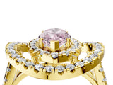 Yellow gold Double Halo Fancy Pink Marquise Cut Diamond Split Shank Prong Setting Ring_4