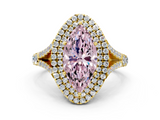Yellow gold Double Halo Fancy Pink Marquise  Cut Diamond Split Shank Ring with Four Prong Setting_20