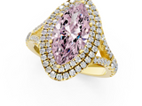 Yellow gold Double Halo Fancy Pink Marquise  Cut Diamond Split Shank Ring with Four Prong Setting_21