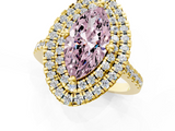 Yellow gold Double Halo Fancy Pink Marquise  Diamond Pave Band with Four-Prong Setting_44