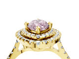 Yellow gold Double Halo Fancy Pink Marquise  Diamond Pave Band with Four-Prong Setting_47