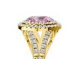 Yellow gold Double Halo Fancy Pink Oval -Shaped Split Shank Diamond Ring with Prong Setting_20