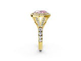 Yellow gold Double Halo Fancy Pink Oval Cut Diamond Split Shank Engagement Ring with Four-Prong Setting_5