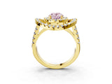 Yellow gold Double Halo Fancy Pink Oval Cut Diamond Split Shank Prong Setting Ring_3