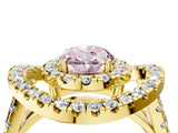 Yellow gold Double Halo Fancy Pink Oval Cut Diamond Split Shank Prong Setting Ring_4