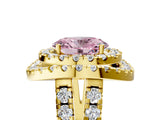 Yellow gold Double Halo Fancy Pink Oval Cut Diamond Split Shank Prong Setting Ring_5