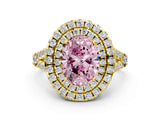 Yellow gold Double Halo Fancy Pink Oval  Cut Pave Split Shank Prong Set Ring_15